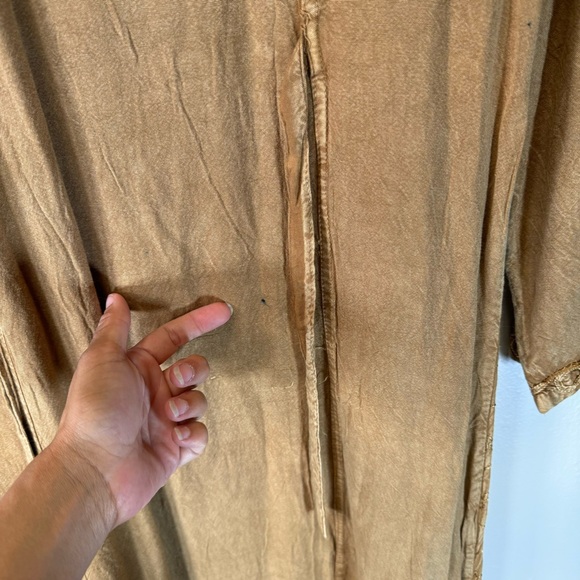 Vintage Bohemian Embroidered Maxi Dress Brown Velvet Detail Large one size boho - Picture 13 of 13